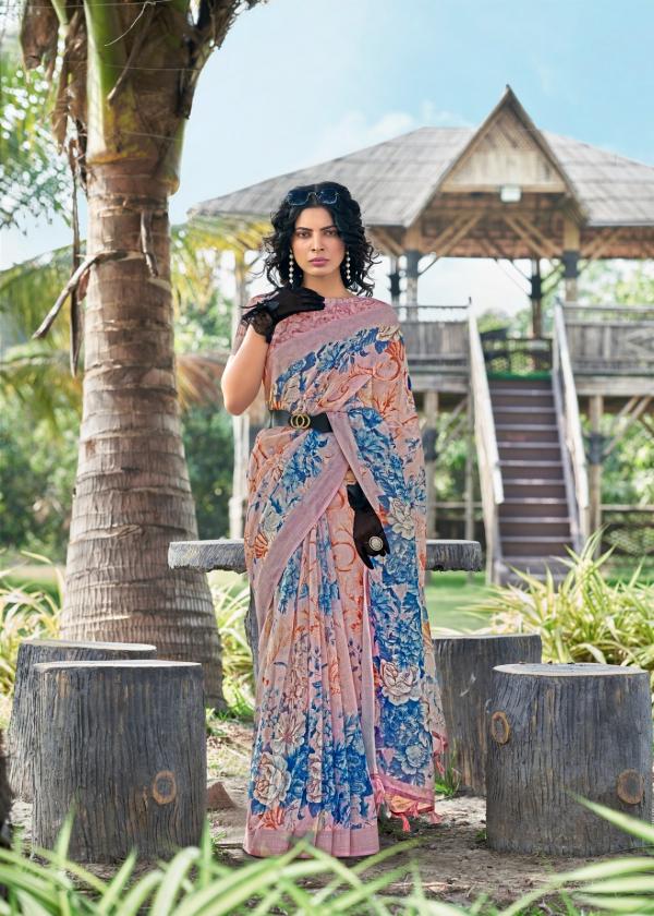 Digital Mount Cottage 1 Floral Printed Linen Saree Collection